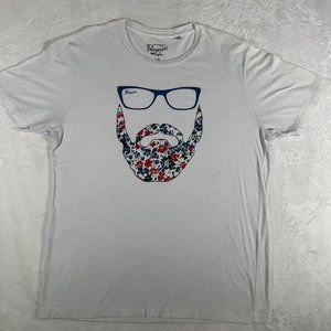 Penguin By Munsingwear Shirt Mens Large White Short Sleeve T-shirt Flower Beard